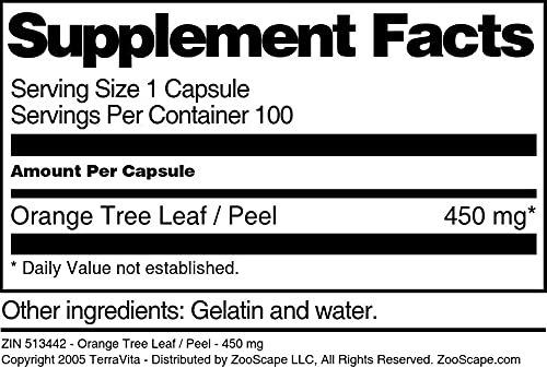 Terravita Orange Tree Leaf/Peel 450 mg Capsule, 300 Count