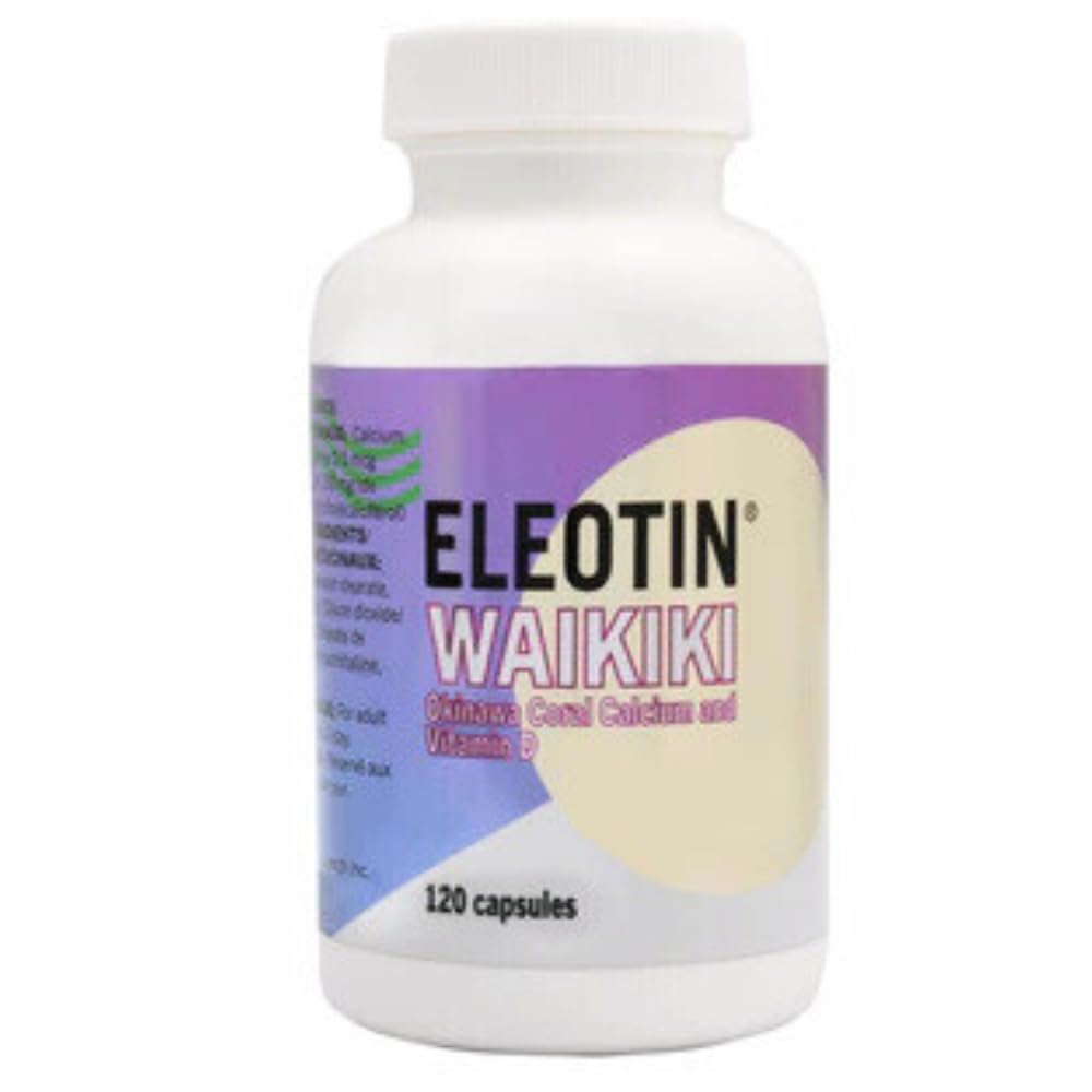 Eleotin Waikiki Vitamin D3 & Okinawa Coral Calcium, Bone, Teeth & Joint Health, Cardiovascular & Immune Function, Magnesium & Trace Minerals, 120 Capsules