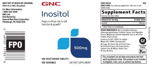 GNC Inositol 500mg Tablet, 100 Count