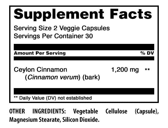 Amazing Nutrition Ceylon Cinnamon 1200 Mg Per Serving Capsules 60 Count