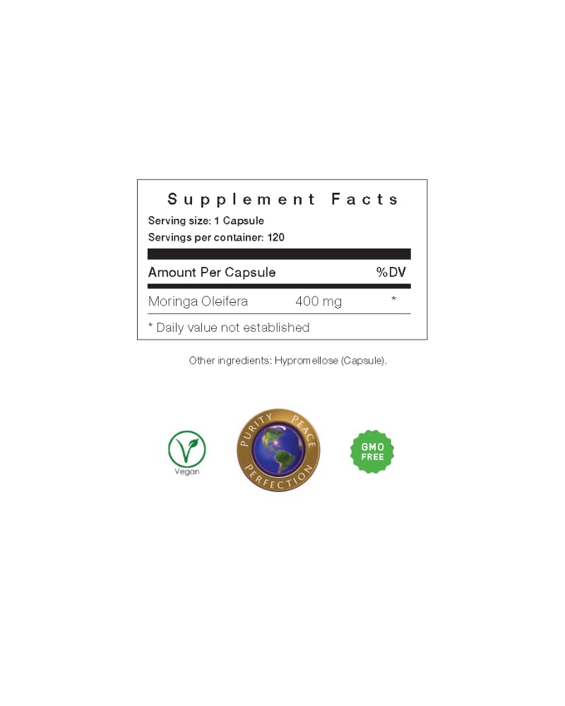 All About Neem Moringa Leaf 400 mg Capsules, 120 Capsules