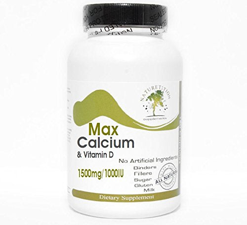 Naturetition Supplements Max Calcium 1500mg & Vitamin D 1000IU Capsules, 100 Capsules