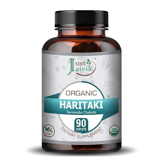 Just Jaivik Organic Haritaki 750mg Tablets, 90 Count