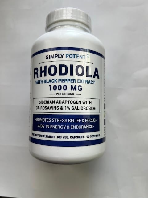Simply Potent Siberian Rhodiola Rosea 1000mg, 180 Capsules