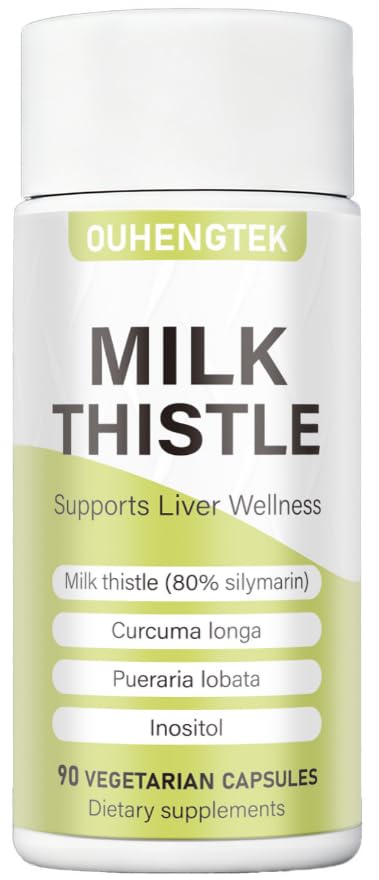 OUHENGTEK Milk Thistle Extract 80% Silymarin Capsules, 90 Capsules