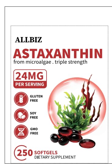 ALLBIZ Astaxanthin 12mg Softgels 250 Count