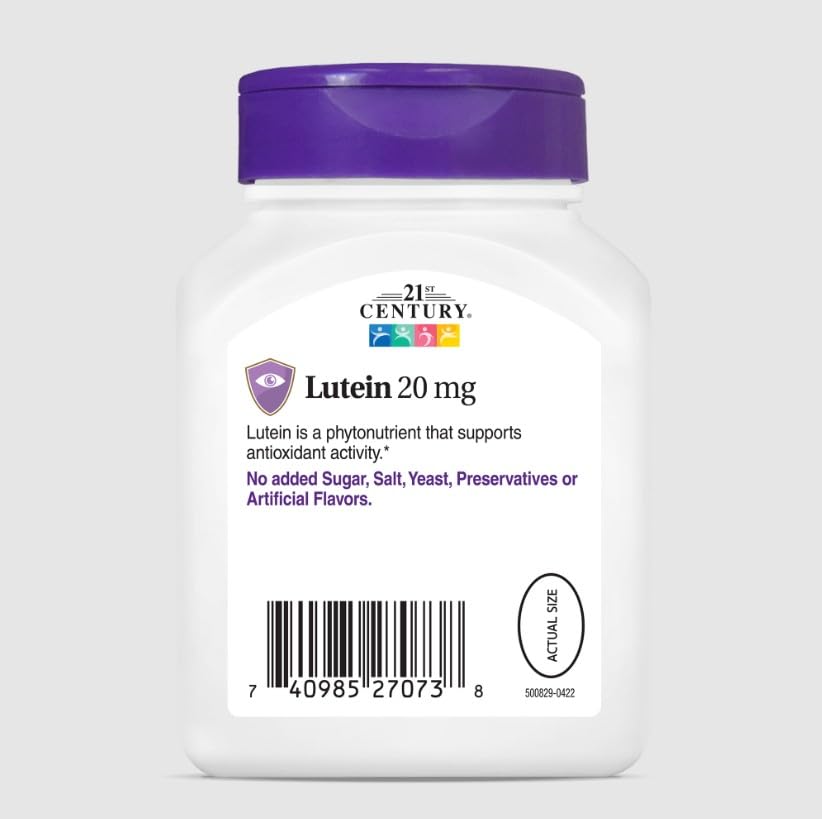 21st Century Lutein 20 mg Softgels, 180 Count