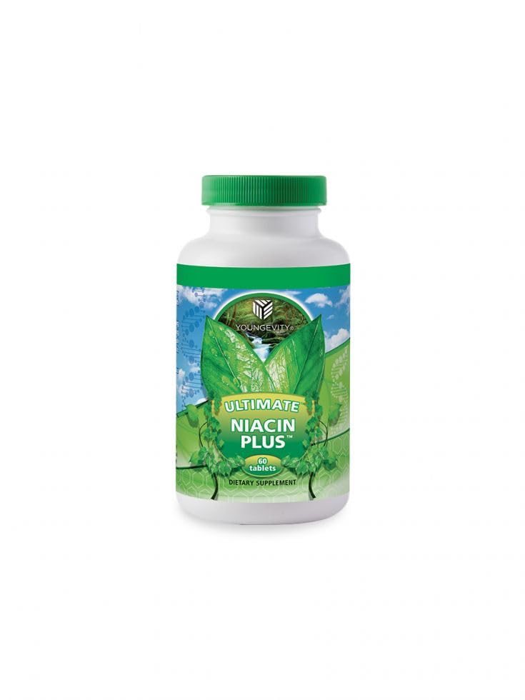 Youngevity Ultimate Niacin Plus 500 mg with Arjuna and Hawthorn Tablets, 60 Count