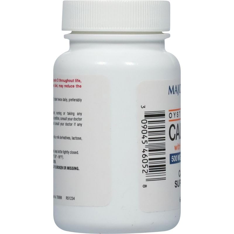MAJOR Oyster Shell Calcium with Vitamin D3 500 mg / 5 mcg (200 IU), 60 Tablets
