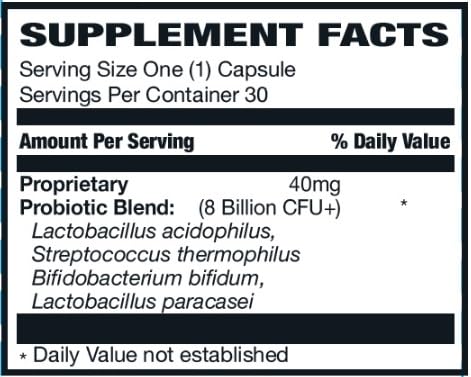 Rising RisaQuad Probiotic 40 mg (8 Billion CFU+), Proprietary Probiotic Blend for Daily Digestive & Gut Flora Support, 30 Capsules