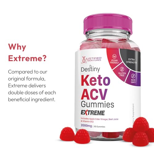 Justified Laboratories Destiny Keto ACV Gummies Extreme (2000 mg) Gummy 60 Count