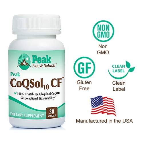Peak Pure & Natural CoQSol10 CF 100% Crystal-Free Ubiquinol CoQ10 Softgels, 30 Count