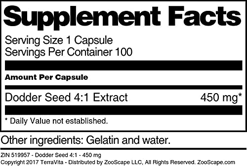 Terravita Dodder Seed 4:1-450 mg Capsules, 100 Count