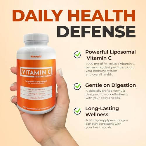 Macuhealth Plus+ Eye Vitamins with Lutein, Zeaxanthin & Meso-Zeaxanthin with Liposomal Vitamin C 1000mg, Fat-Soluble Antioxidants for Eye, Brain & Overall Health, 180 Softgels