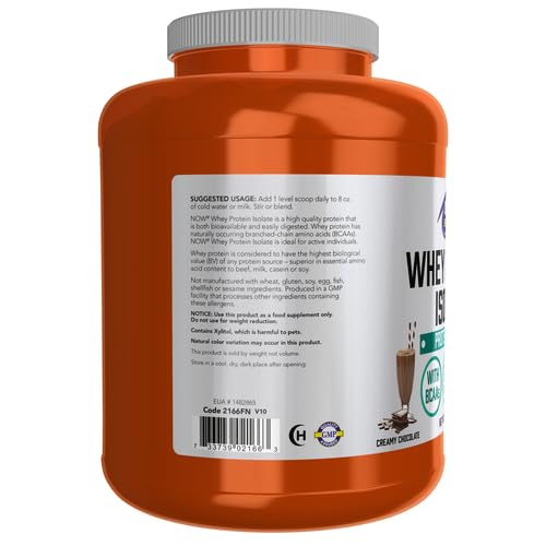 NOW Foods Whey Protein Isolate Powder - Natural Dutch Chocolate, 5 lbs, 80 Servings