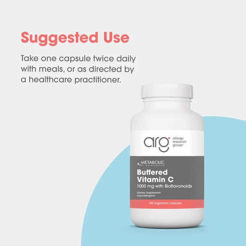 Metabolic Maintenance Vitamin C 500 mg Daily Immune & Antioxidant Support, Low-Acidity & Hypoallergenic, 90 Capsules