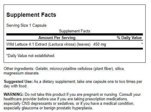 Swanson Full Spectrum Wild Lettuce 450 Milligrams 60 Capsules