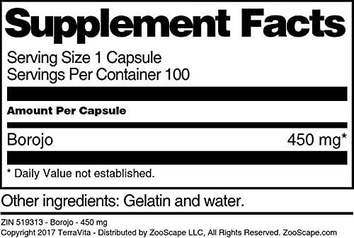 Terravita Borojo 450 mg Capsules, 300 Count