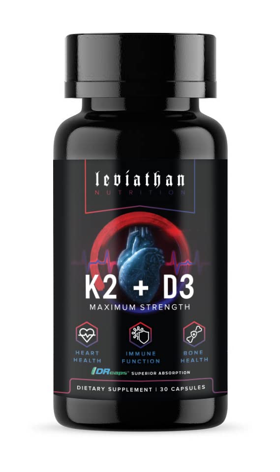 Leviathan Nutrition Vitamin D3 K2 2 in 1 Formula Capsule, 30 Count