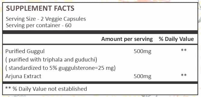 AYURFOREST Guggul Vegie Capsule with Arjuna Extract 1000 mg, 120 Capsules