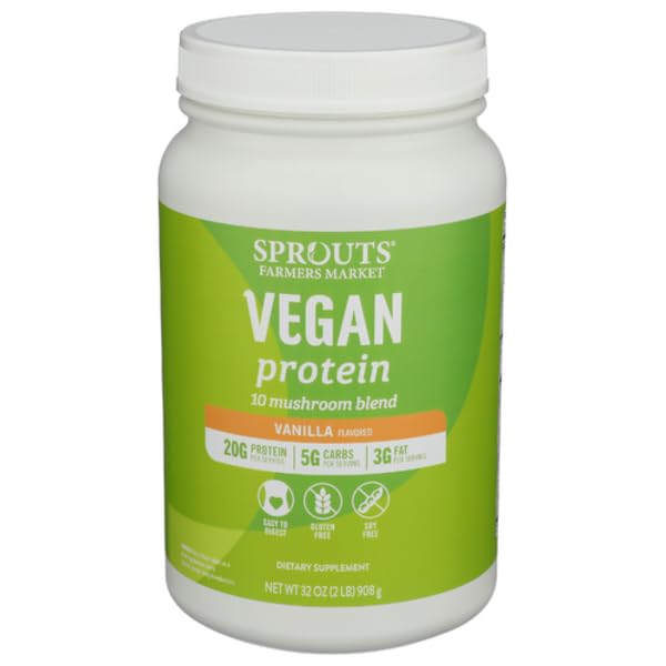 Generic Vanilla 10 Mushroom Blend Vegan Protein Powder, 32 Servings