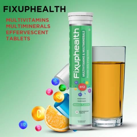 FOUNTINA Fixuphealth Multivitamins and Multiminerals Effervescent Tablets, Orange Flavor, 40 Tablets