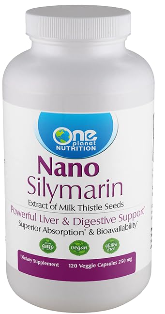 One Planet Nutrition Nano Particle Size Silymarin Capsules 250 mg, 120 Count