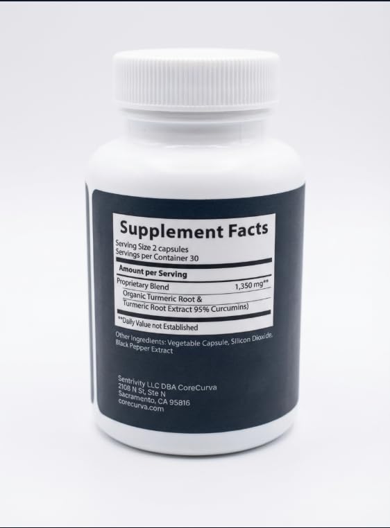CoreCurva Golden Rebound Turmeric Curcumin + Black Pepper Capsule 1 Count