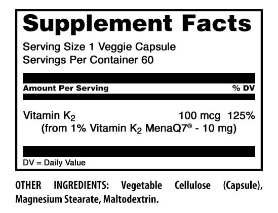 Amazing Nutrition Vitamin K2 Menaq7 MK7 Supplement Capsule 60 Count