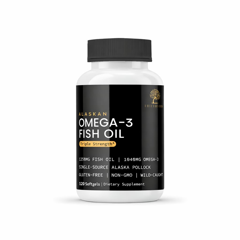 LIFETHEORY Alaskan Omega-3 Fish Oil, Triple Strength, 120 Softgels