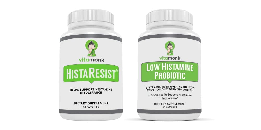 VitaMonk HistaResist Histamine Blocker for Histamine Intolerance and Low Histamine Probiotics Capsules 120