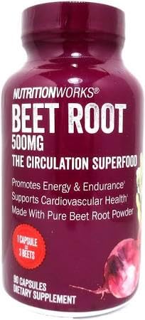 NutritionWorks Beet Root Supplement 500mg Capsule, 90 Count