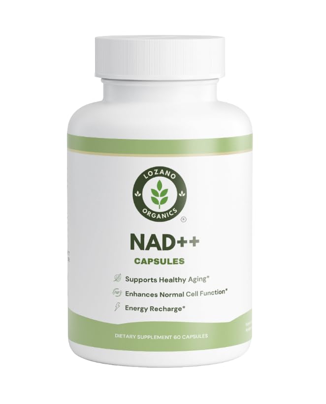 Lozano Organics NAD Supplement - Liposomal NAD with Resveratrol - High Purity NAD Supplement for Anti-Aging, Energy, Focus and Overall Wellness, 60 Capsules