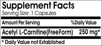 Naturetition Supplements Acetyl L-Carnitine 250mg, 100 Capsules