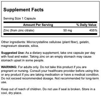 Swanson Zinc Citrate 60 Capsules