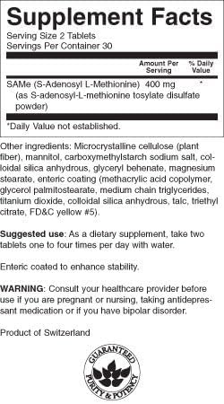 Swanson Ultra SAMe 200 mg Tablets, 60 Count
