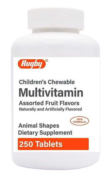 AmeriCan Goods Children's Chewable Multivitamin Animal Shapes Assorted Fruit Flavors 250 Tablets
