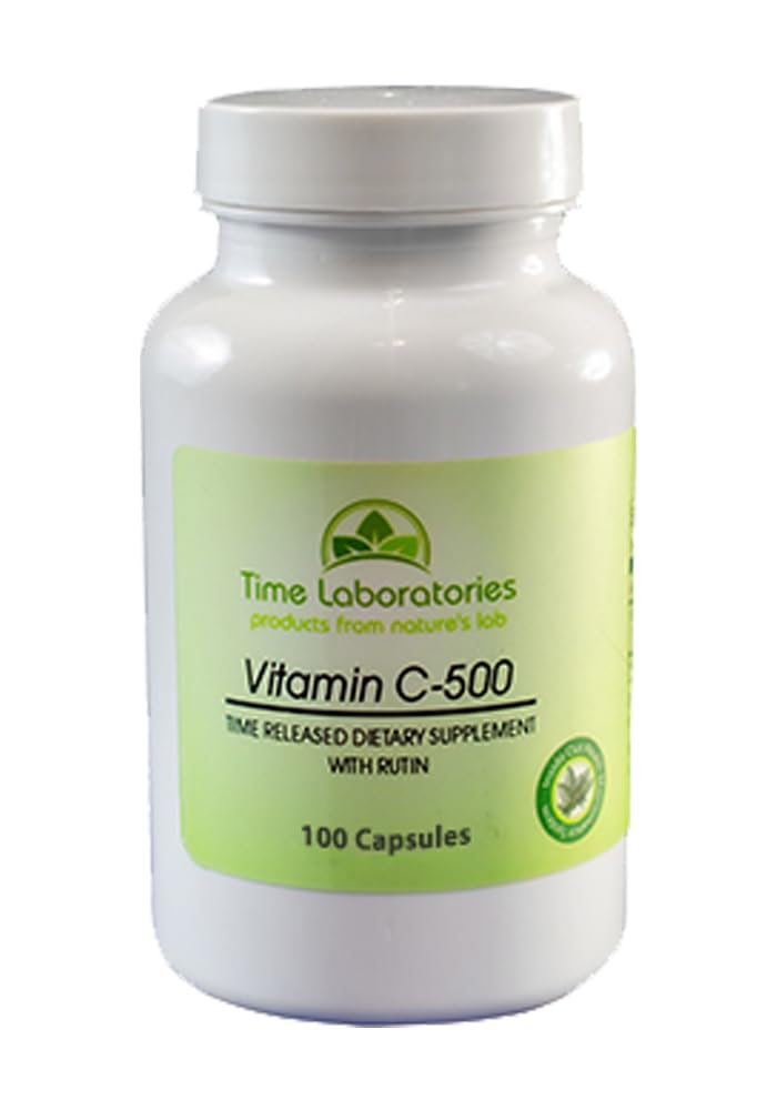 Time Laboratories Vitamin C Time Released with Rutin 500 mg Capsules, 100 Count