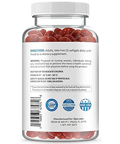 OjosLabs AREDS 2 Based Formula Eye Vitamins with Lutein & Zeaxanthin for Macular Health, 180 Softgels