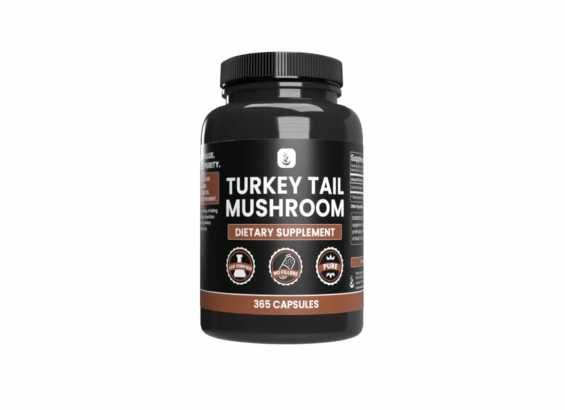 PURE ORIGINAL INGREDIENTS Turkey Tail Mushroom Capsules, 365
