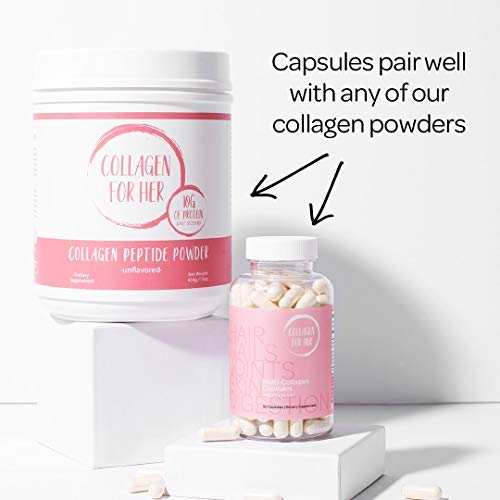 Collagen For Her Multi Collagen Capsules for Women (Types I, II, III, V, X) Hydrolyzed Collagen Peptides, Vitamin Supplement for Hair, Skin, Nails, and Joint Support, 90 Capsules