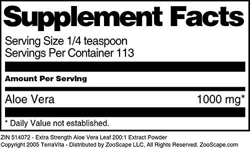 Terravita Extra Strength Aloe Vera Leaf 200:1 Extract Powder, 12 oz
