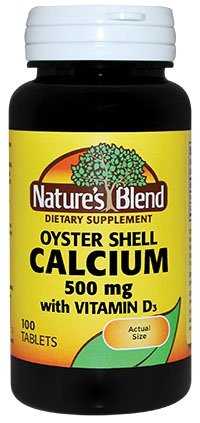 Nature's Blend Oyster Shell Calcium 500mg with Vitamin D3 Tablets 100