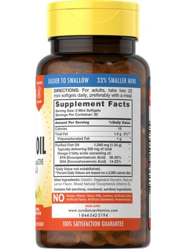 Sundance Fish Oil 1300 mg Softgels, 240 Count