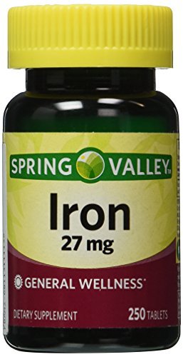 Spring Valley Iron 27 mg Tablets, 250 Count