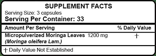 Hanan Moringa Superfood Powder Capsules 100 Count
