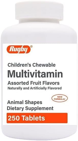 AmeriCan Goods Children's Multivitamin A, C, D, E, B6, B12 Animal Shapes Assorted Fruit Flavors Dietary Supplement Tablets 500