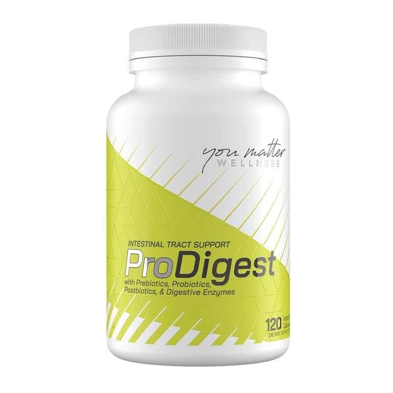 You Matter Wellness ProDigest Digestive Enzymes with Prebiotics, Probiotics, Postbiotics, Gut Health Supplement for Bloating, Indigestion & Regularity Capsule 120 Count