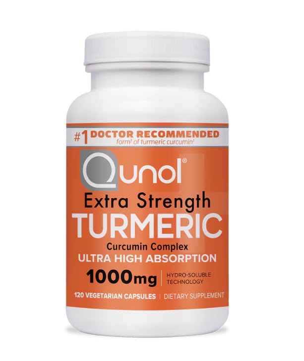 Qunol Turmeric Extra Strength 1000mg Dietary Supplement Capsules, 120 Vegetarian Capsules