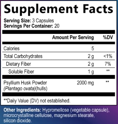 Built by Nature Psyllium Husk Capsules 2000mg, 60 Capsules